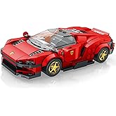 Reobrix 11027 Ferrari Daytona SP3 Building Blocks Set, 1:24 Scale Ferrari Model Car Kit for Display and Collectible, Race Car