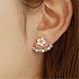 Crystal Stud Earrings Boucle d'oreille Femme 2016 Fashion Flower Earrings for Women Gold Bijoux Jewelry Brincos Pendientes Mujer, Gold and White