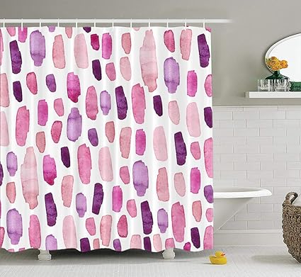 Amazon Com Asoco Fabric Shower Curtain Watercolor Light Pink And