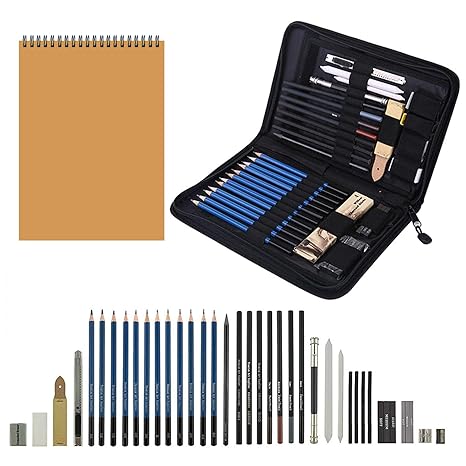Sketching Pencil Setportable Art Kit For Drawing Professional Art Supplies Kit With Charcoal Graphite Pencils Sketch Book Erasers For Artist