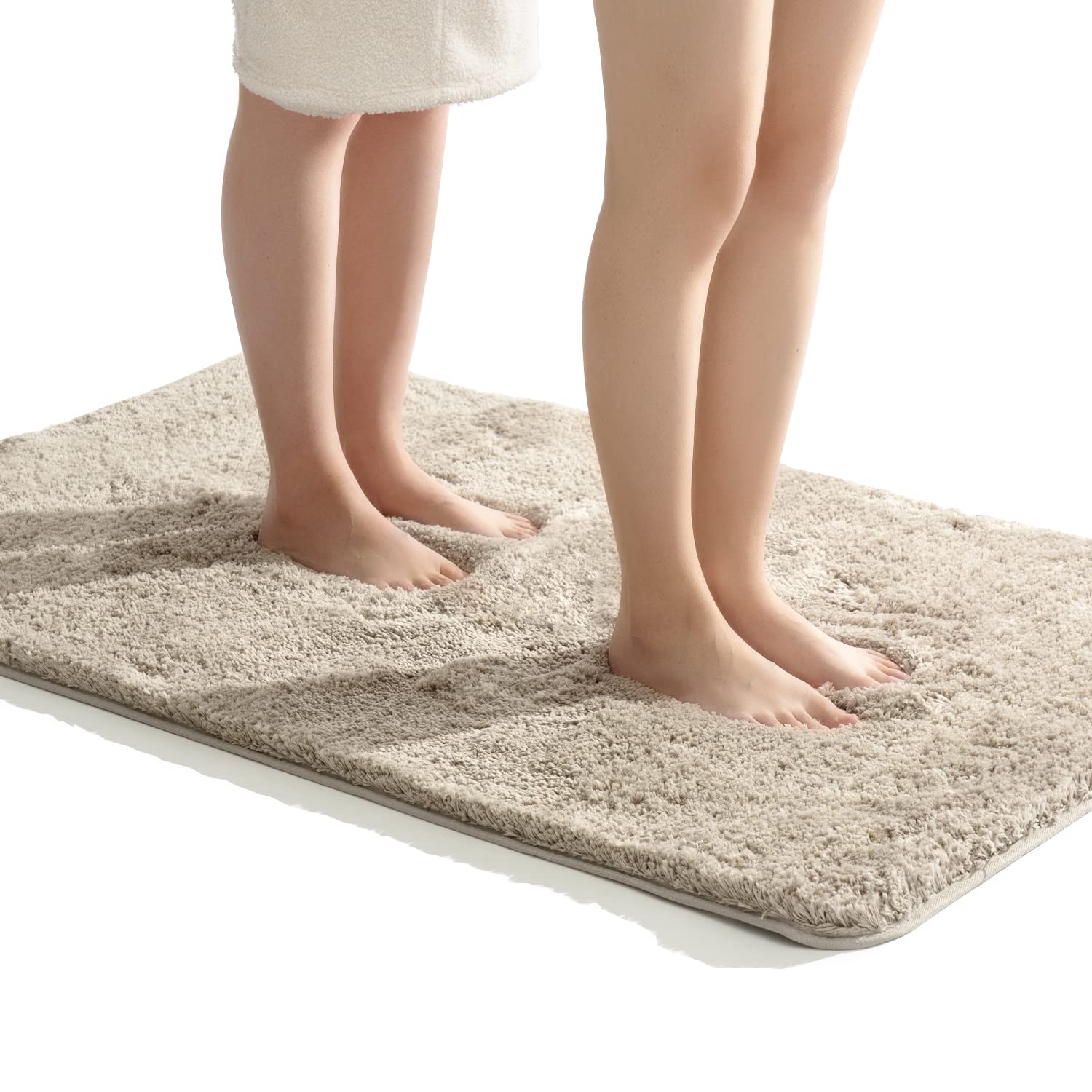 RECYCOバスマット 吸水 お風呂マット 大判 滑り止め 足ふきマット 抗菌 消臭 無地 ロング ベージュ 70x120cm商品画像