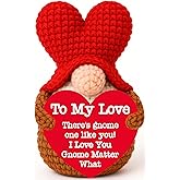 BackURyear Valentines Day Gifts for Her Him, to My Love Crochet Heart Gnome Wedding Anniversary Long Distance Gift for Boyfriend Girlfriend Wife Husband, Romantic Birthday Gift for Couple