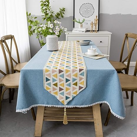 Amazon テーブルクロス テーブルランナー 2点セット 可愛い 北欧風おしゃれ シンプル インテリア カラー 結婚式 パーティー ホームデコレーション 100 160 エレガント 豪華 タッセル付き インテリア モダン テーブルカバー 食卓カバー テーブルランナー オンライン通販