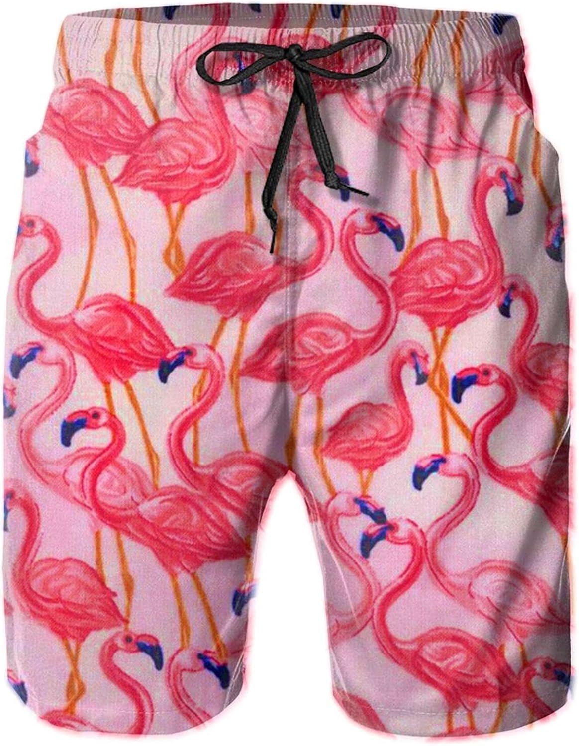 CCGGJPYI Men's Flamingos Pink Swim Trunks Quick Dry 3D Printed Beach