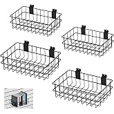 MQKIWAO 4 Pack Slatwall Baskets Set, Heavy Duty Slatwall Baskets, Metal Slat Wall Shelves Accessories, 2 PCs 13 x 8 x 4 Inch, 2 PCs 12.4 x 6.5 x 4 Inch, Black
