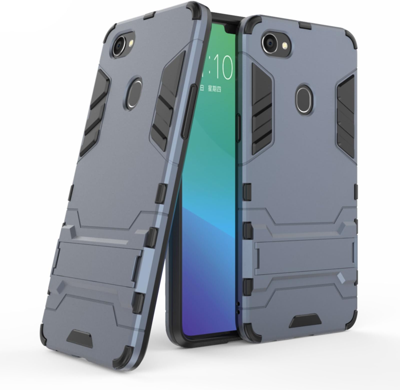 DMG Protective Kick-Stand Armour Hard Back Cover Case for Oppo F7 (Pebble Blue)