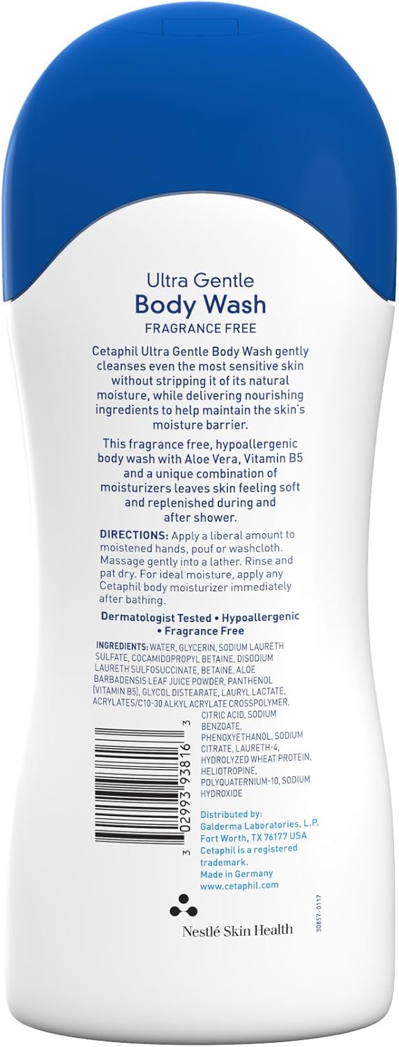 Cetaphil Ultra Gentle Body Wash, Fragrance Free, 16.9 Fl Oz (Pack of 3) : Health & Personal Care