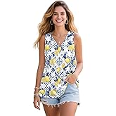 ZWPINITUP Women Tank Top 2025 Summer Casual V Neck Sleeveless Tee Shirt Basic Trendy Beach Vacation Outfits Clothes