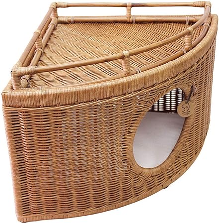 Mkkslr Lit De Chat De Nid De Chat De Rotin Naturel De Chambre Pour Animaux De Compagnie De Panier De Chat Faisant Le Coin Empilable De Double Couche Amazon Fr Cuisine Maison