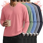 Velvelhall 5 Pack Men's Big and Tall Thermal Shirts Fleece Lined V Neck Long Sleeve Base Layer Tops Loose Casual Warm Winter
