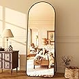 HARRITPURE 64"x21" Arched Full Length Mirror Floor Mirrors with Aluminum Alloy Frame Free-Standing Wall Mounted or Leaning Large Bedroom Dressing Mirror Modern & Contemporary Decor for Home,Black