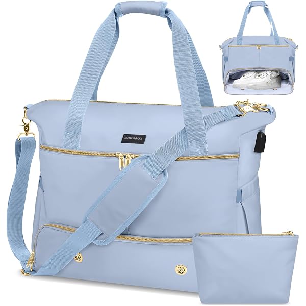Bolsa De Lona De Viaje, Bolsas De Fin De Semana Para Mujeres Y Hombres, Bolsa De Transporte Durante La Noche, Bolsa De Hospital, Bolsa De Gimnasio Con Compartimento Para Zapatos, A1-azul