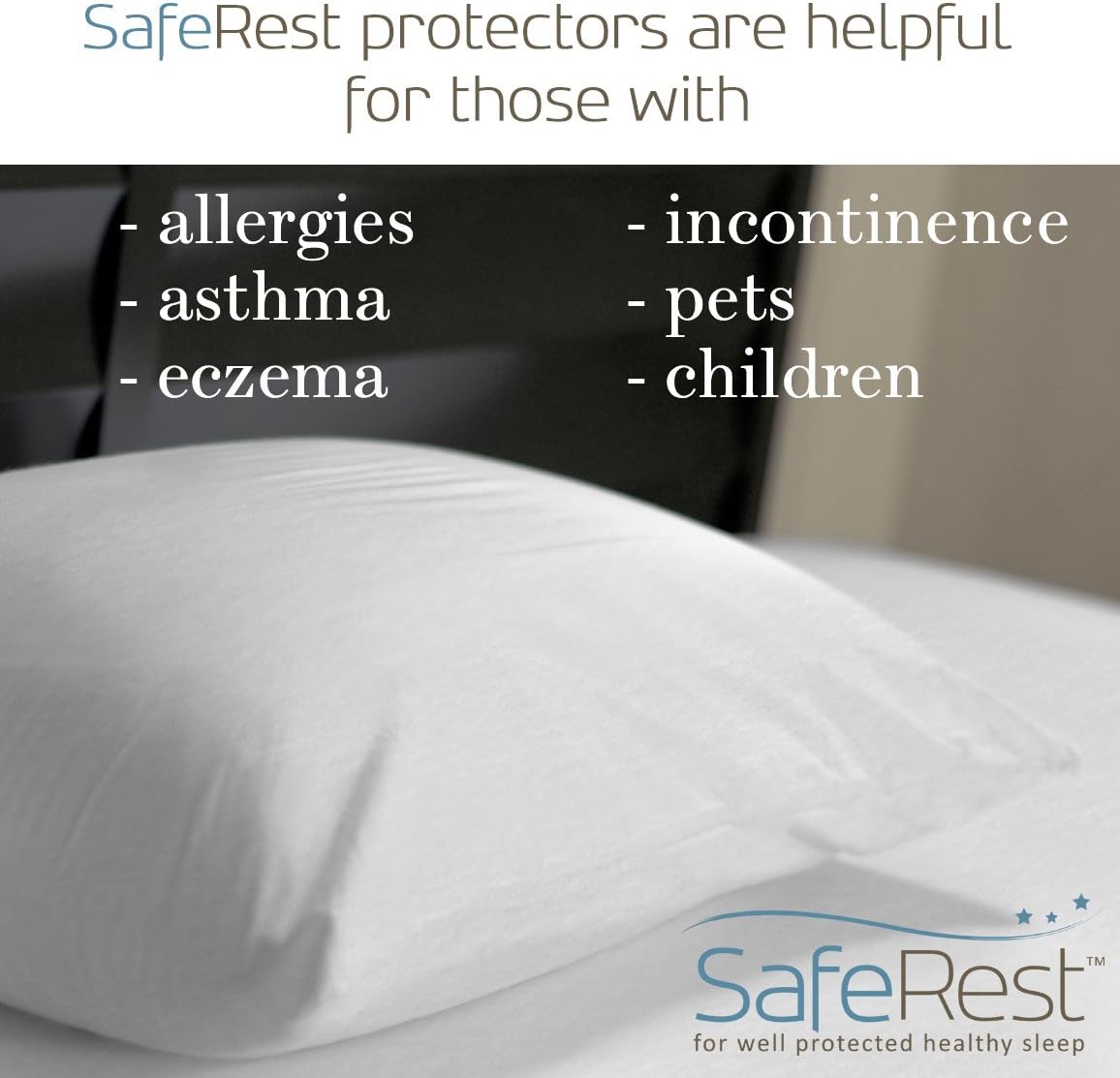 SafeRest Premium Hypoallergenic Bed Bug Proof Zippered Waterproof Pillow Protector (1) Standard Size: Kitchen & Dining