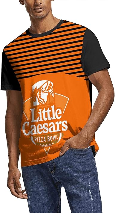 Amazon Com Little Caesars Character Men Short T Shirt Classic Fit Black Sleeved Round Neck Shirt Clothing