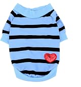 Zunea Small Dog Shirt Striped Love Heart Sequin Tee Blue M view 3