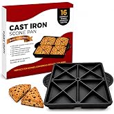 SIRCLES Cast Iron Scone Pan, 16-Cavity Mini Scone &amp; Biscuit Baking Pan | Makes 16 Mini Wedges at Once, Pre-Seasoned Cast Iron for Scones, Biscuits, Cornbread &amp; Brownies
