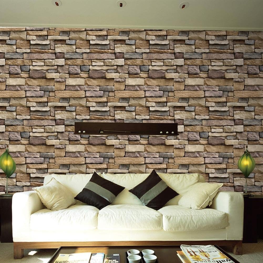 Nicemeet Home Decoration Wallpaper, Simulated Rock Brick Wallpaper, Self-Adhesive Wallpaper Wall SA-1007