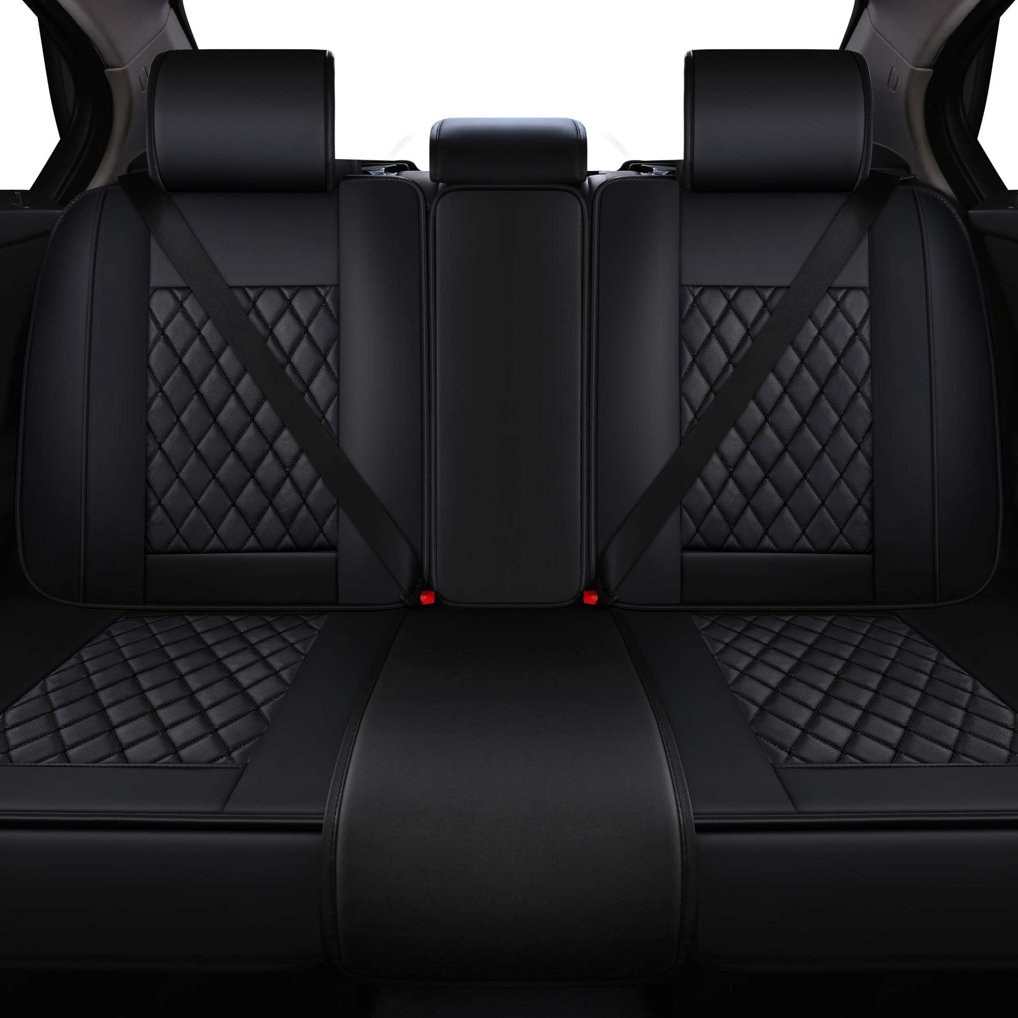 LUCKYMAN CLUB Rear Seat Covers Fit Most Sedan SUV Truck - Fit for Chevy Hyundai Mazda Toyota Kia Nissan Vw Honda (Rear Seat of Black)