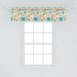 Ambesonne Floral Window Valance Pack of 2, Retro