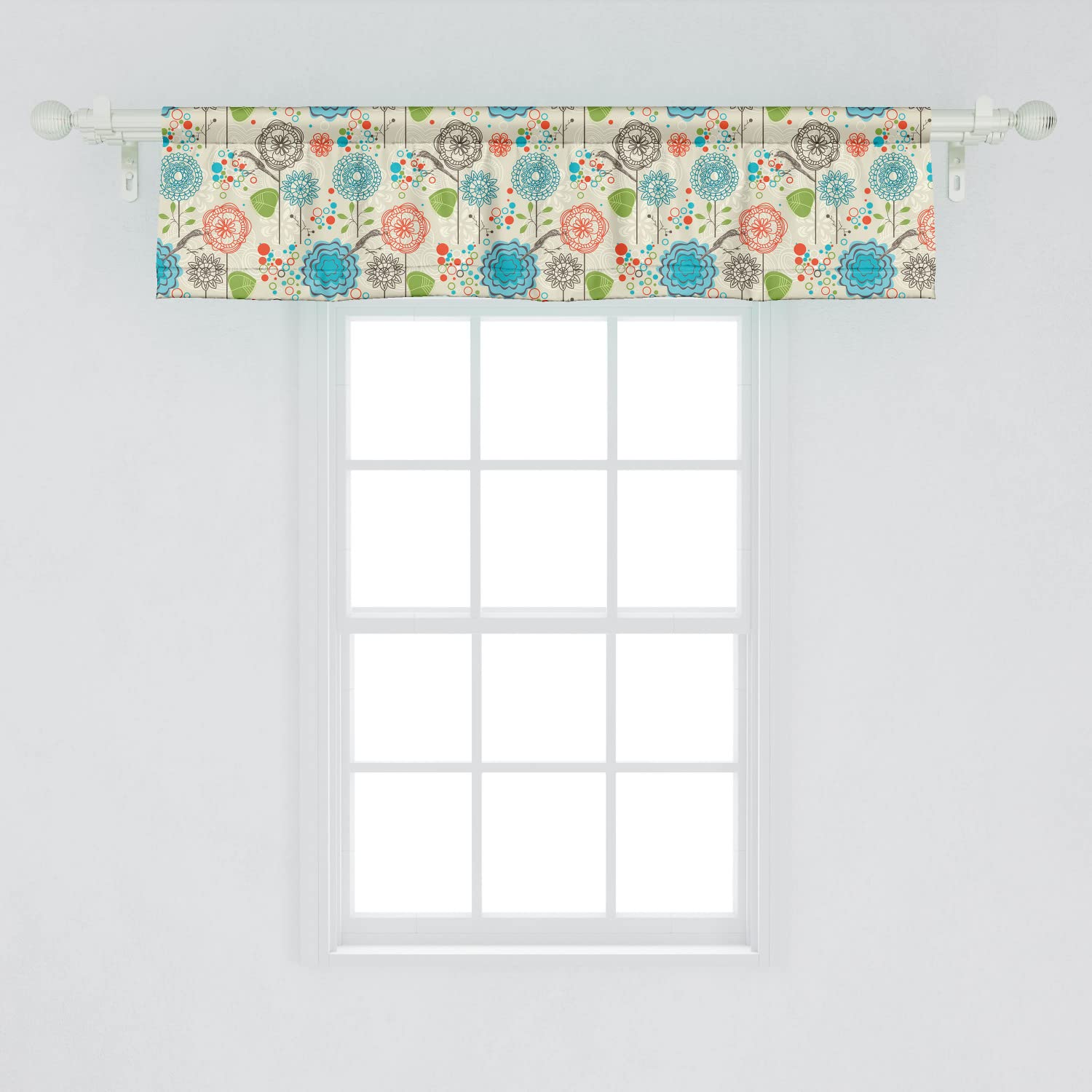 Ambesonne Floral Window Valance Pack of 2, Retro