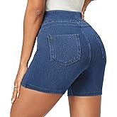 IUGA Stretchy Jean Shorts for Women High Waisted Pull On Jorts with Pockets Denim Shorts Women Summer Casual Shorts 2025