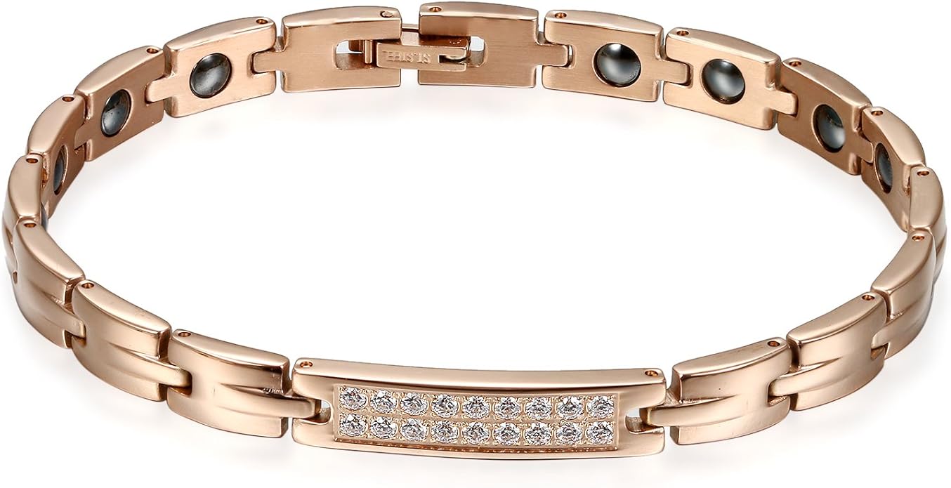 Amazon Flongo ファション オシャレ カップル チーンブレスレット ステンレス 腕輪 恋人 記念日 レディース ピンクゴールド ジュエリー 通販