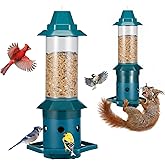 Kingsyard Squirrel Proof Bird Feeder for Outside, 3 LBS High Capacity Metal Feeder with Adjustable Weight Sensing, Weatherproof Wild Bird Feeders for Cardinals Blue Jays - Garden Decor Gifts