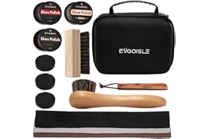 Evgoisle Leather shoe polish&shine kit, travel shoe care kit black&brown&neutral,shoe shine kit for men boots shoe brush kit