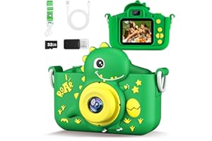 KANAD Kids Camera, Toys for Age 3-8 Year Old Boys, Stocking Stuffers for Kids, 1080P HD Selfie Digital Video Camera for Toddlers for Son - Green