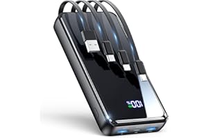 YILANS Portable Charger,50000mAh Power Bank Built-in Cable, 22.5W PD USB C In & Out Fast Charging, External Battery Pack with 6 Output & 2 Input, Travel Phone Charger for iPhone 17/16/15/14/13/12, Android