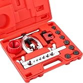 weyleity 11-Piece Flaring Tool Kit for 45&deg; Single &amp; Double Flares | Brake Line Flare Tool with 7 Adapters, Tube Cutter Deburring Tool for Hydraulic System, Copper Tubing Flare Kit