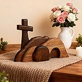 TopLove The Empty Tomb Easter Scene and Cross, Wooden Easter Resurrection Scene Cross Jesus Tomb Tray Set, Jesus Nativity Scene Decor for Religious Home Office Tabletop Christian Gifts