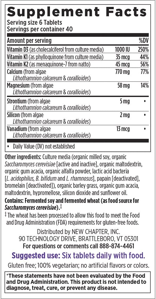 New Chapter Calcium Supplement – Bone Strength Whole Food Calcium with Vitamin K2 + D3 + Magnesium, Vegetarian, Gluten Free 240ct Tiny Tabs (40 day supply): Health & Personal Care