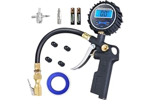 PINKJOY Digital Tire Pressure Gauge with Inflator, 250 PSI Air Chuck and Compressor Accessories Heavy Duty with Quick Connect Coupler, 0.1 Display Resolution for Car, SUV, Truck, Motorcycle, RV
