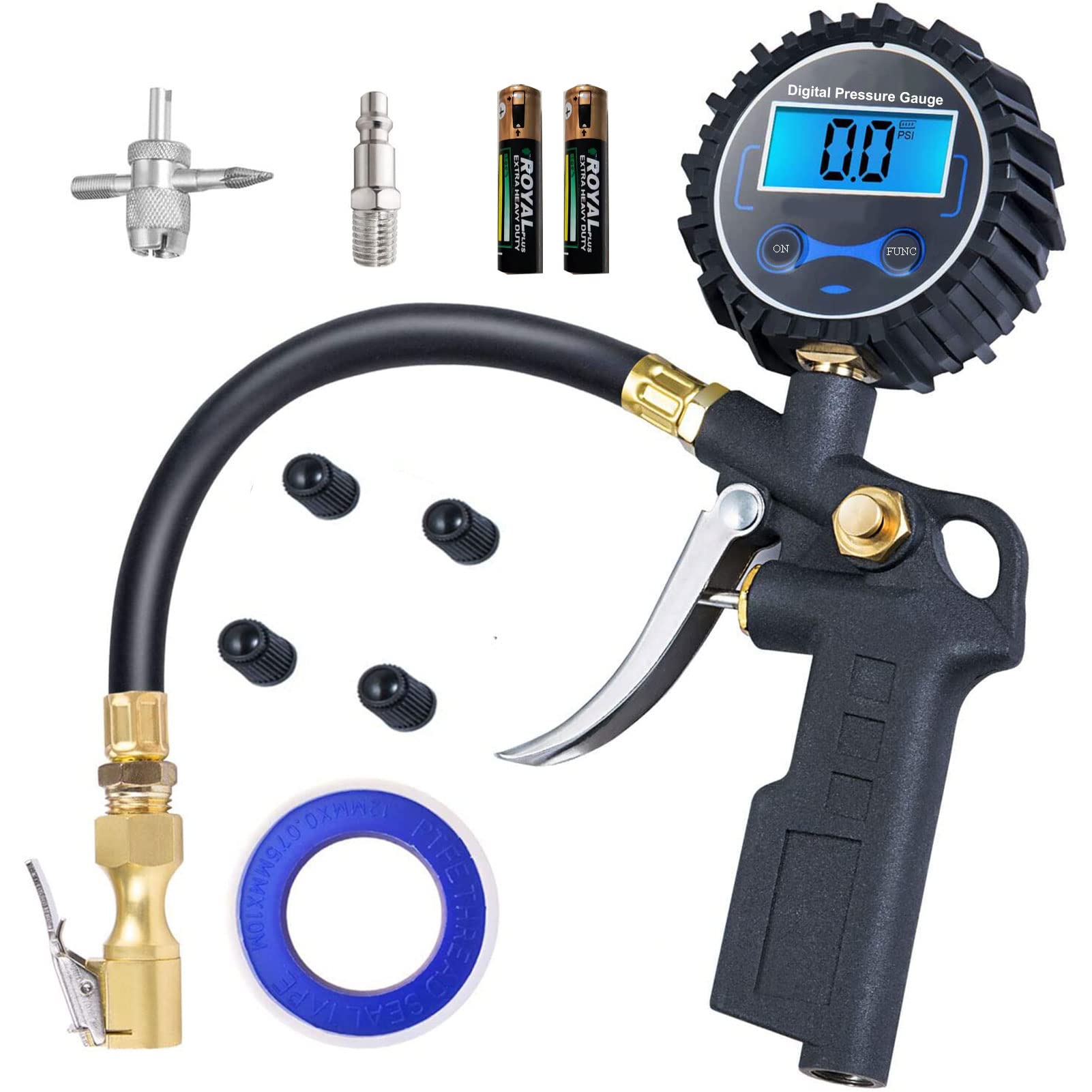 Photo 1 of PINKJOY Digital Tire Pressure Gauge with Inflator, 250 PSI Air Chuck and Compressor Accessories Heavy Duty with Quick Connect Coupler, 0.1 Display Resolution for Car, SUV, Truck, Motorcycle, RV