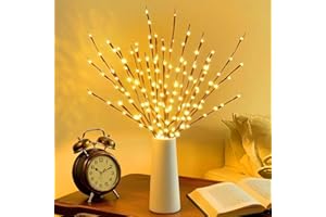 2-Pack 30-Inch LED Branch Lights, Battery Operated Fairy Twig Decorations with Timer, Willow Style Artificial Branches, 20 LE