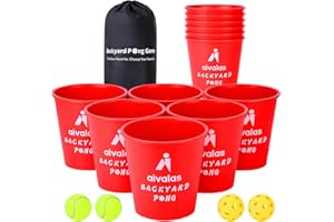 Aivalas Yard Pong Outdoor Games, Giant Yard Games Set with 12 Buckets and Balls for Adults and Family, Toss Game Throwing Games for Beach, Camping, Lawn and Backyard