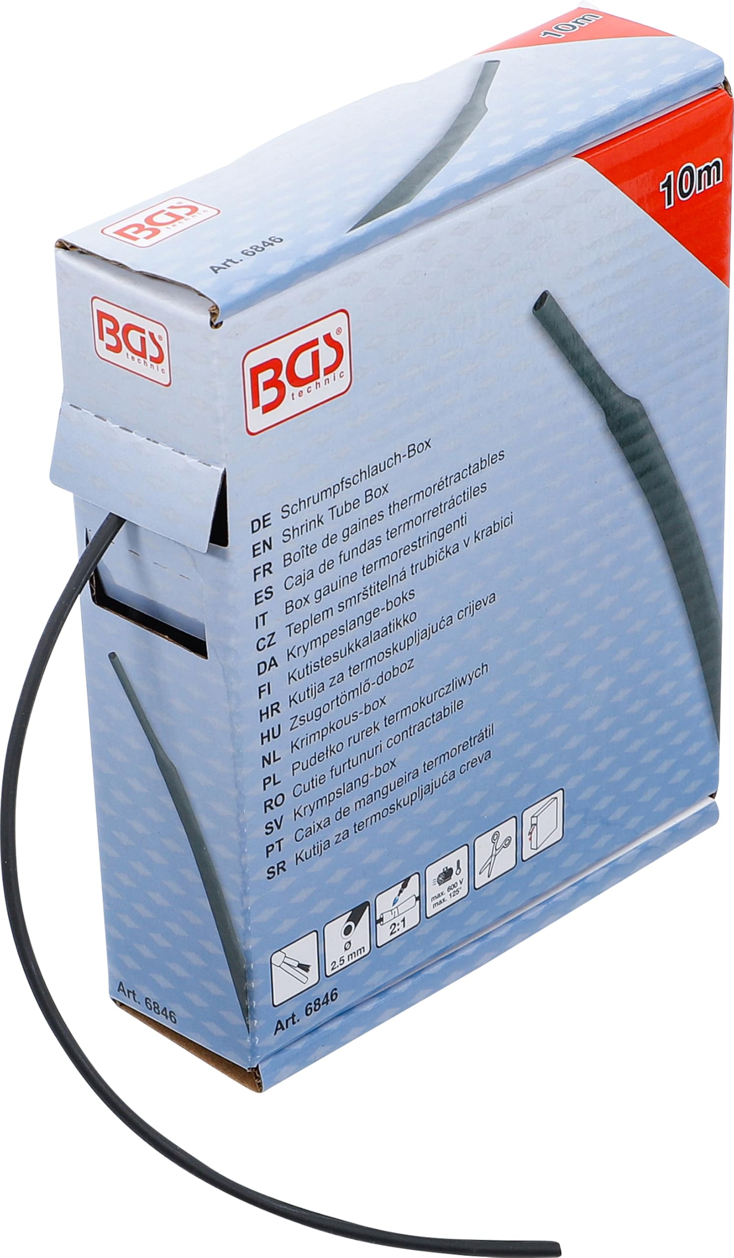 BGS 6846 | Shrink Tube Box | black | Ø 2.5 mm | 10 m