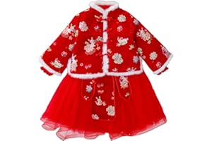 Toddler Baby Girls Ancient Traditional Dress Outfit 𝗟unar Chinese New Year 𝗧ang Suit Cute Embroidery Dresses Set