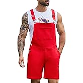 Bindefon Denim Overalls for Men Jean Shorts Jumpsuit Work Bibs Coveralls with Zipper