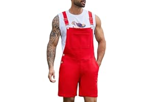 Bindefon Denim Overalls for Men Jean Shorts Jumpsuit Work Bibs Coveralls with Zipper