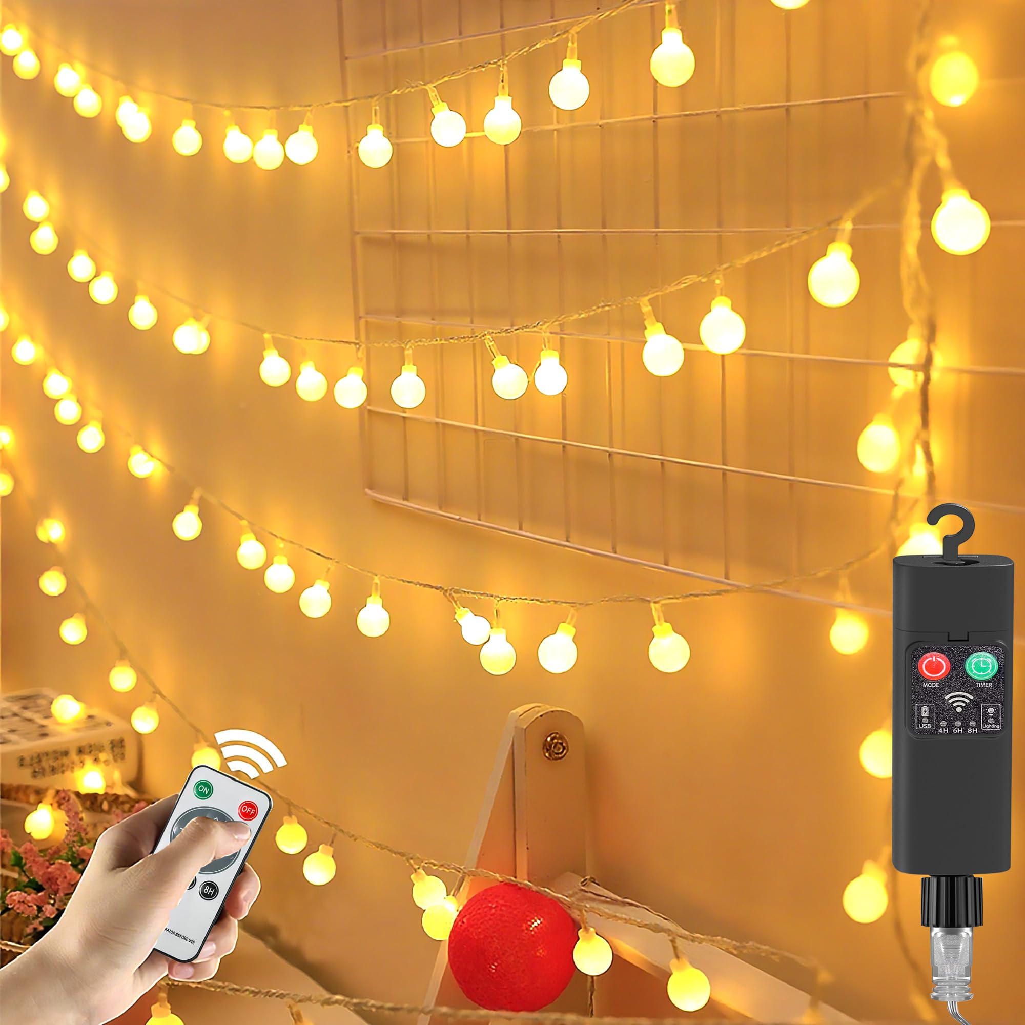 Suplong Rechargeable Fairy Lights USB with 8 Lighting Modes 16ft 50LEDs Waterproof Fairy Lights for Bedroom Outdoor Party Living Room (Rechargeable)