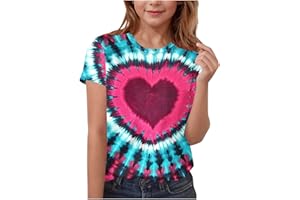 Kids Valentine Girl T-Shirt Funny Tie Dye 3D Heart Graphic Shirts 2026 Summer Casual Short Sleeve Tees Tops 3-15 Y