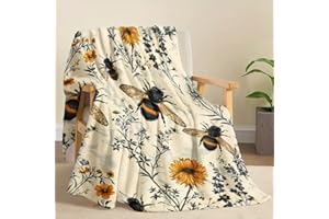 Fleece Throw Blanket Super Soft Fluffy Cozy Warm Bee Print Flannel for Couch Bed Travel Home Decor Indoor Outdoor Everyday, 3