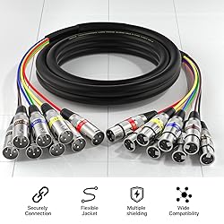 EBXYA 10ft 8 Channel XLR Snake Cables - 8 Colored
