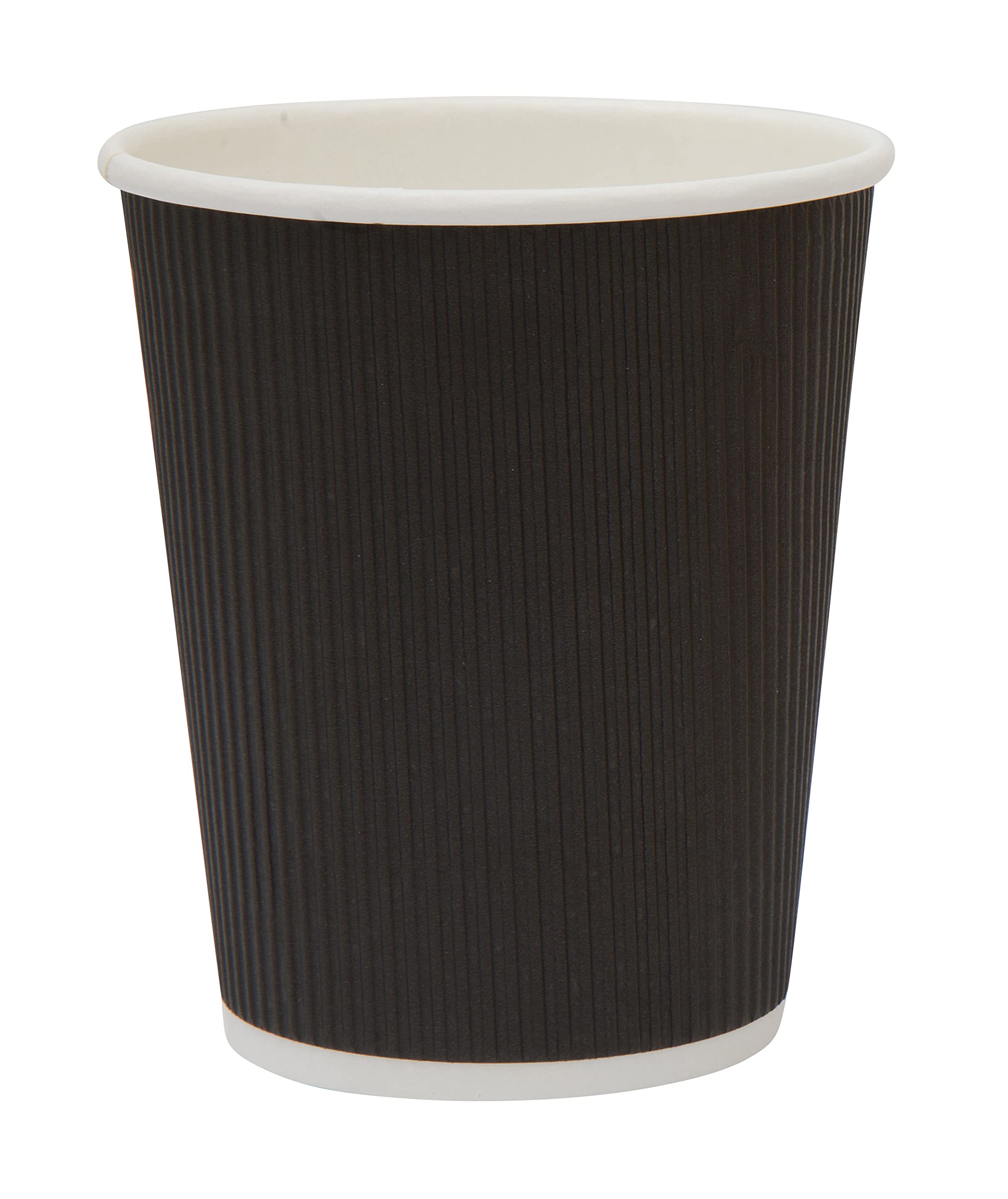 GoCoPack Ripple Paper Coffee Cups: Pack of 50-8oz(227ml), 10oz(284ml), 12oz(340ml), or 16oz(450ml) - White, Black or Brown/Kraft Ripple Paper Cups (10oz (284ml), Black)