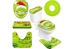 Duraaamo 4 Pcs Green Toilet Seat Cover Set Whimsical Christmas Btthroom Decoration Christmas Christmas Bathroom Decor Set for Christmas Bathroom Decor Grichmas Accessories for Christmas