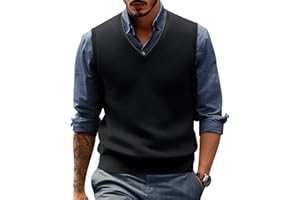 PJ PAUL JONES Mens Sweater Vest Wool Blended Knitted Vest Sweaters V-Neck Sleeveless Pullover Vests