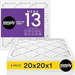 Simply 20x20x1 Air Filter, Merv 13, MPR 1500, 6
