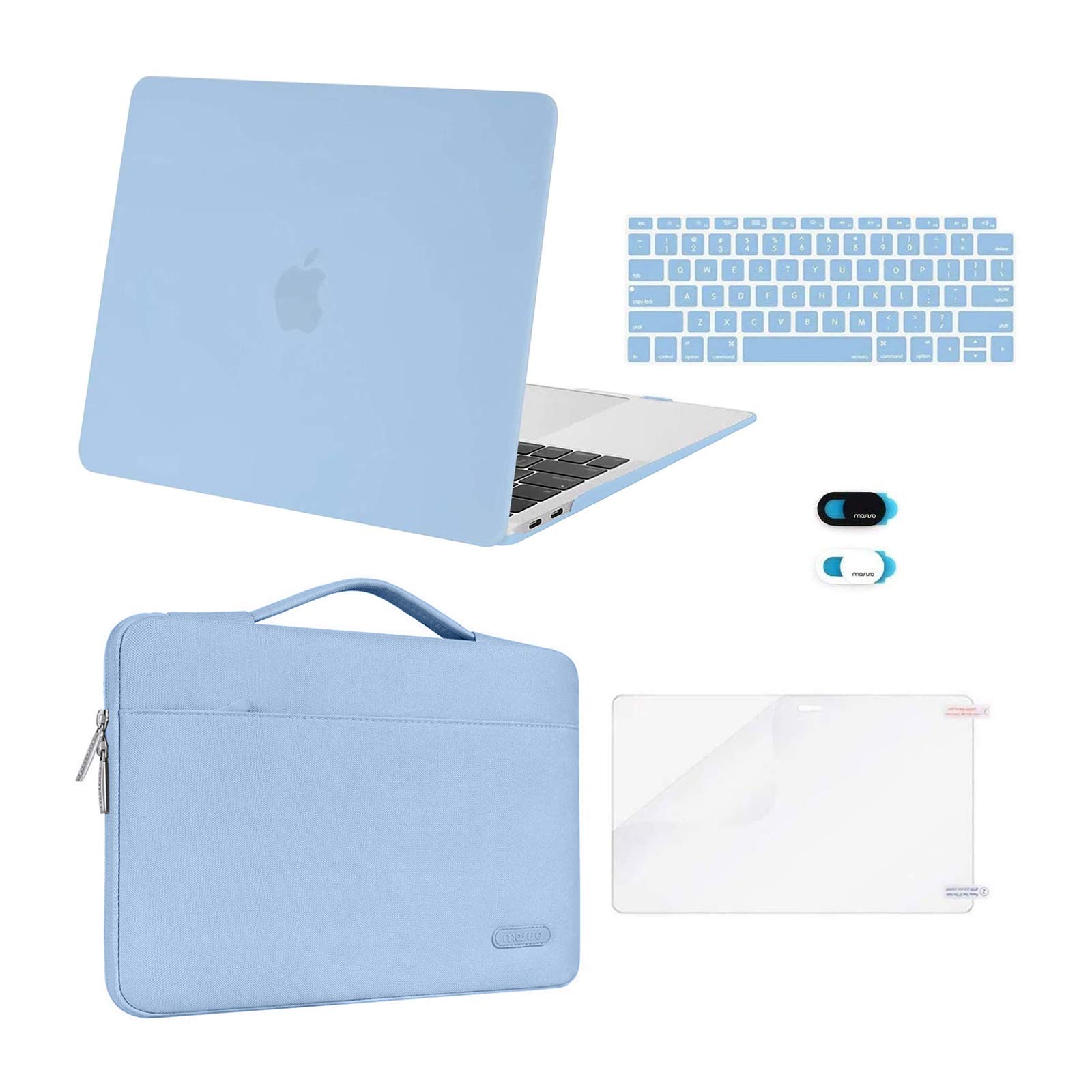 Photo 1 of MOSISO Compatible with MacBook Air 13 inch Case M1 Chip 2021 2020 2019 2018 Release A2337 A2179 A1932 Retina Display, Plastic Hard Shell Case&Bag&Keyboard Skin&Webcam Cover&Screen Film, Airy Blue